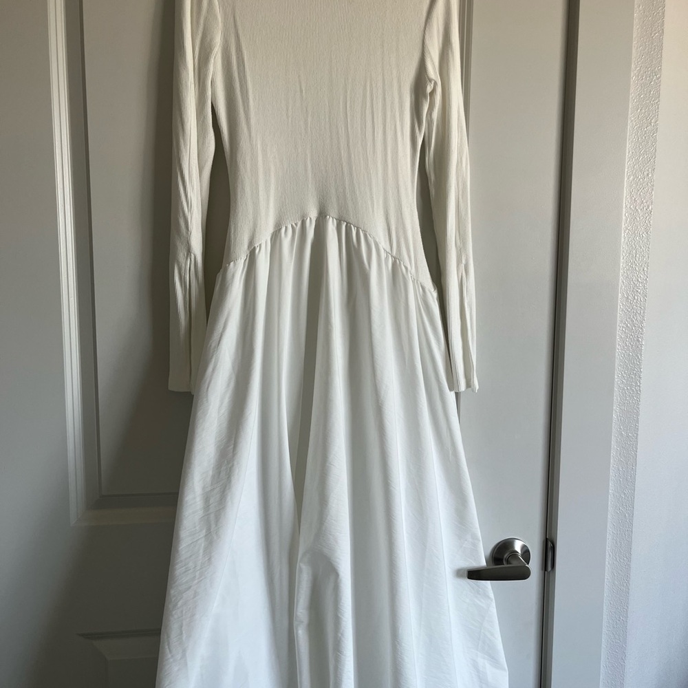 SIMKHAI Dupe Elegant Long-Sleeve White Maxi Dress